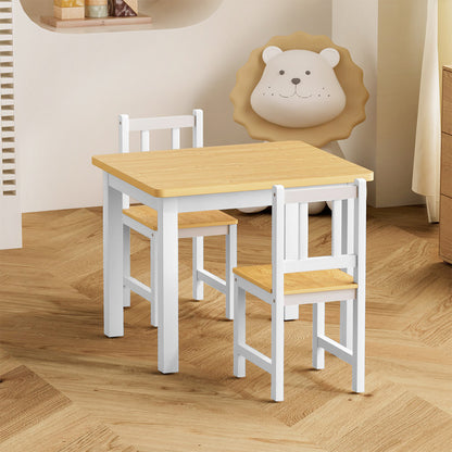 Bopeep Kids Table and Chairs Set Wooden 3PCS Study Play-1973193533703720966