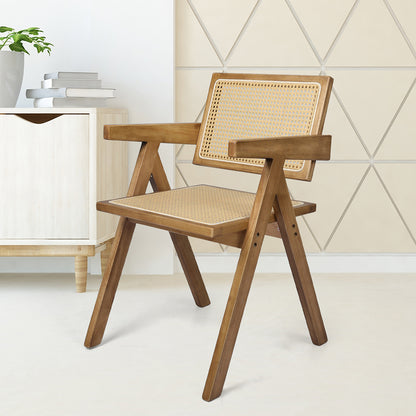 Levede 8x Dining Chair Solid Wood Rattan-1975420360182599686