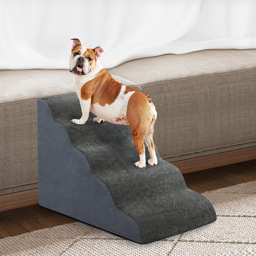 Pawz 5 Steps Pet Stairs Dog Ramp High Density Foam Grey-1973193539949039623