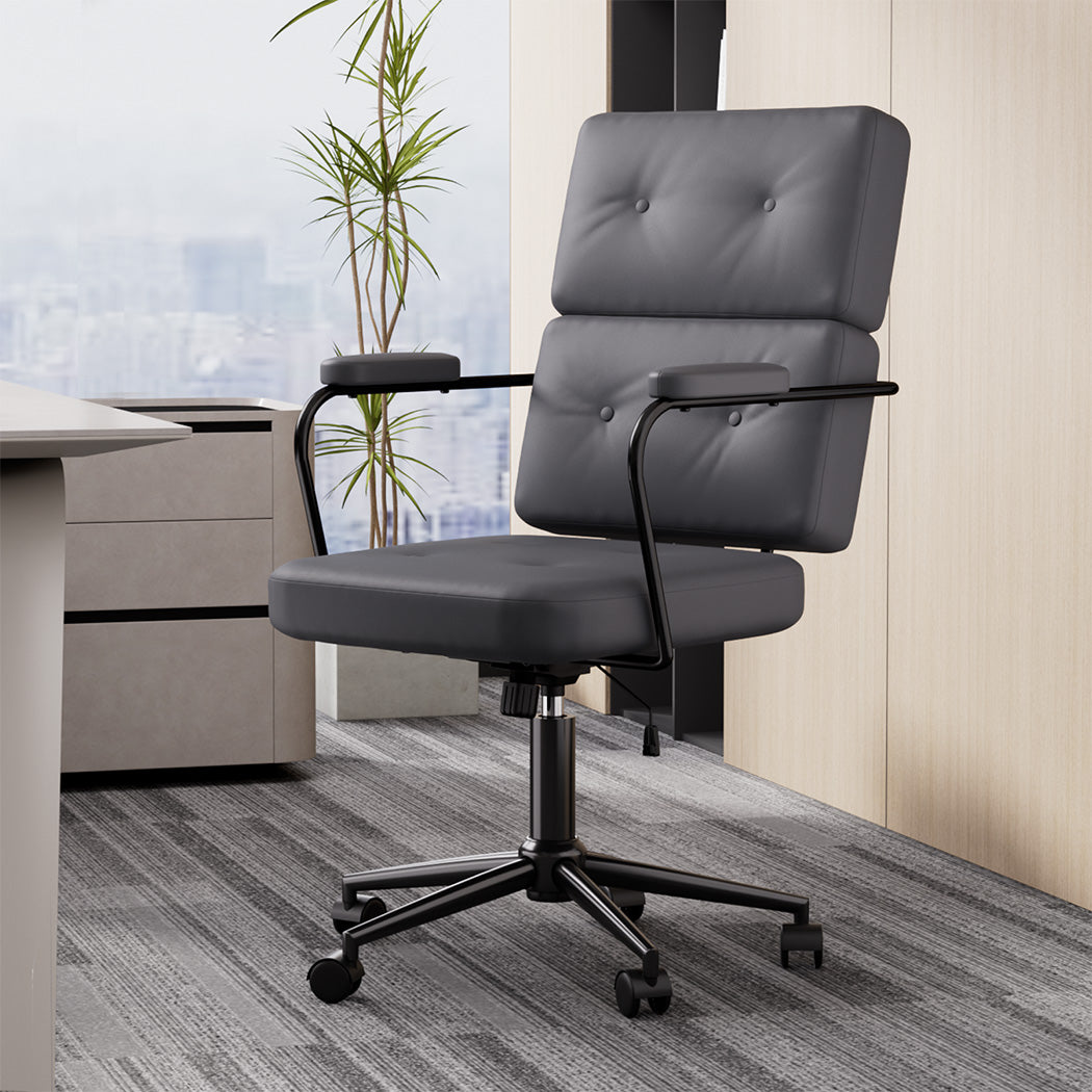LEVEDE Ergonomic Office Chair Computer PU Grey-1975420344000974855