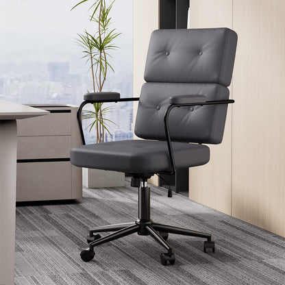 LEVEDE Ergonomic Office Chair Computer PU Grey-1975420344000974855