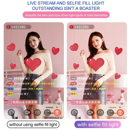 Portable Double Arm Fill Light With Phone Clip - Adjustable Brightness Black-1964932166118936579