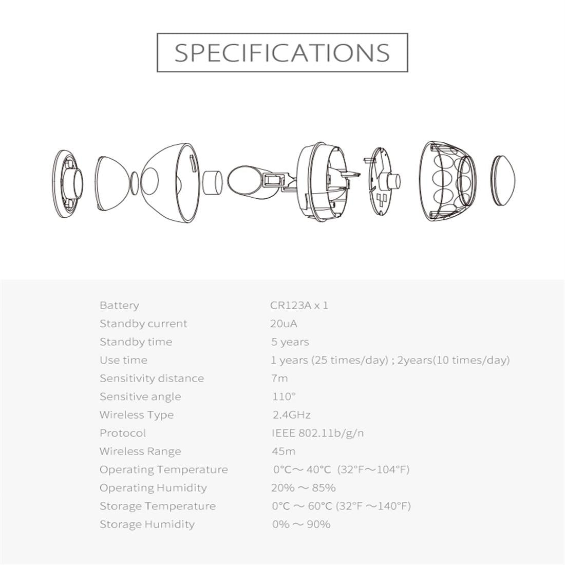 Wireless Wifi Motion Sensor With Magnet Bracket & Red Led For Android / Ios-1915197771137290242