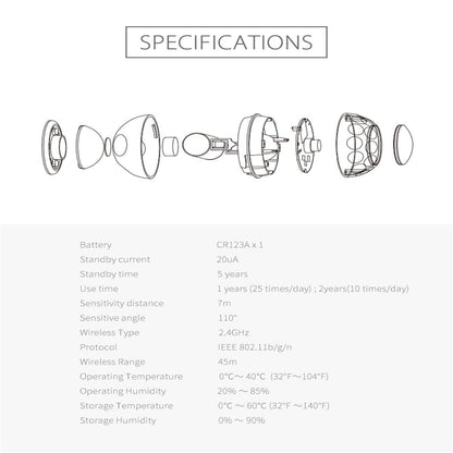 Wireless Wifi Motion Sensor With Magnet Bracket & Red Led For Android / Ios-1915197771137290242