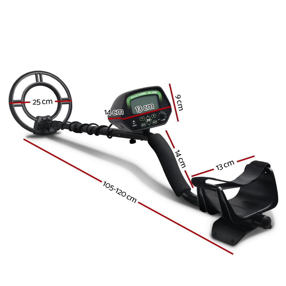 Metal Detector – 220mm Deep Sensitive Waterproof Treasure Hunter with LCD Screen and Headphones (Black)
