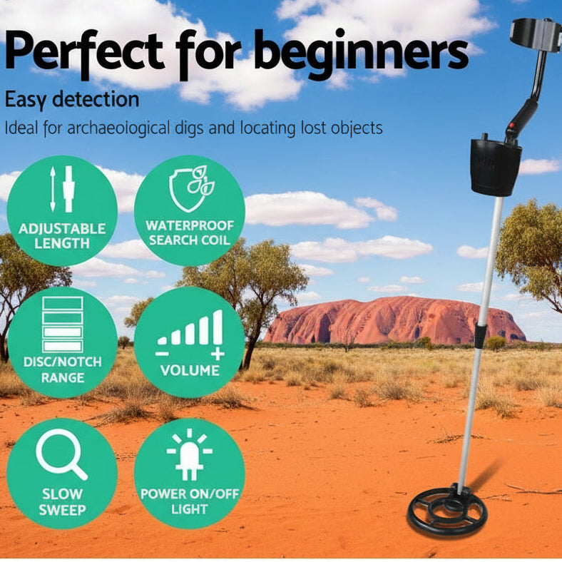 Metal Detector – 180mm Deep Sensitive Waterproof Treasure Hunter Gold Digger (Black)