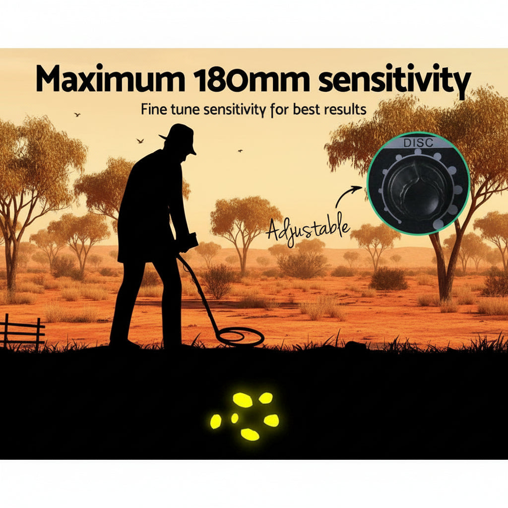 Metal Detector – 180mm Deep Sensitive Waterproof Treasure Hunter Gold Digger (Black)
