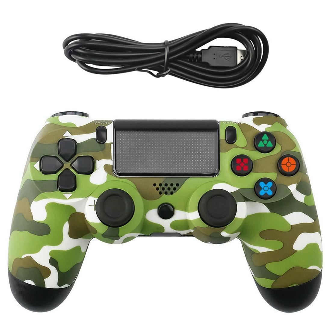 Snowflake Button Wired Gamepad For Ps4 - Green Camouflage-1915197515121168385