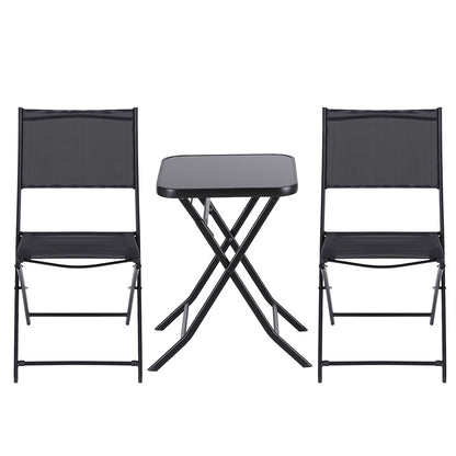 Gardeon Outdoor Bistro Set Folding Table and Chairs Patio Furniture Garden Steel Black