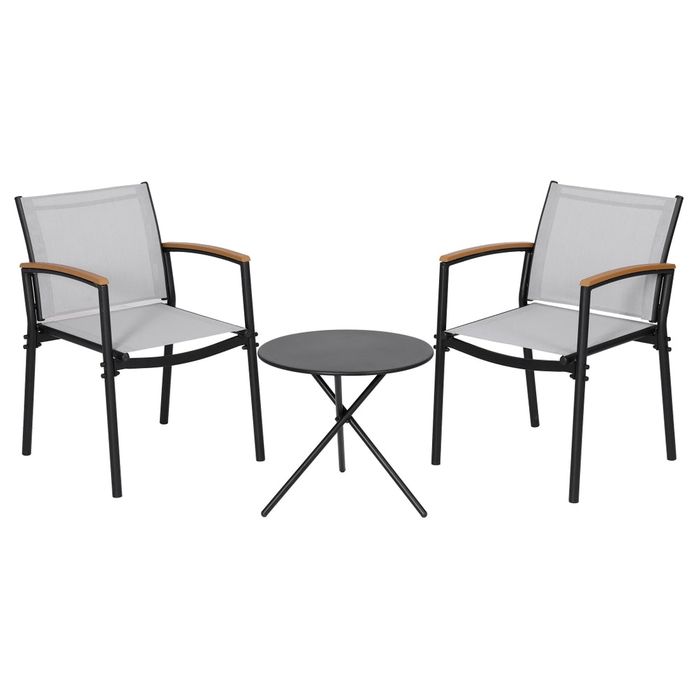 Gardeon 3PC Bistro Set – Stylish Steel and Textilene Comfort for Patio Living
