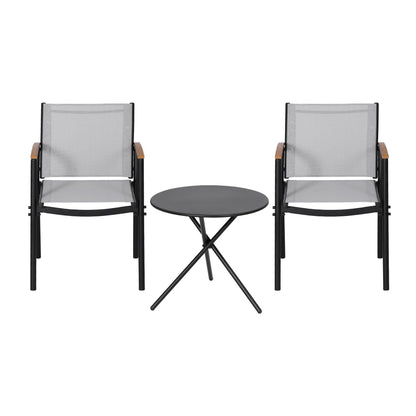 Gardeon 3PC Outdoor Bistro Set Table and Chairs Steel Dining Chair Patio Furniture Textilene