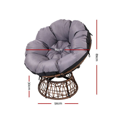 Gardeon Outdoor Chairs Outdoor Furniture Papasan Chair Wicker Patio Garden Brown