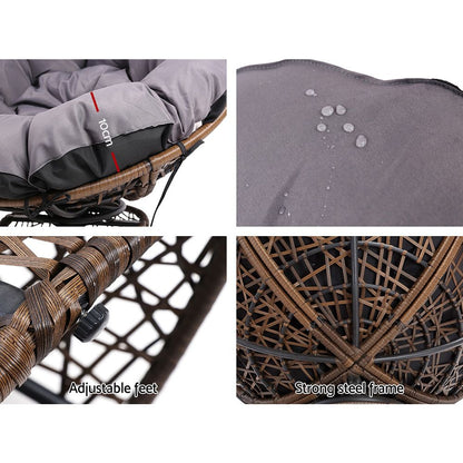 Gardeon Outdoor Chairs Outdoor Furniture Papasan Chair Wicker Patio Garden Brown