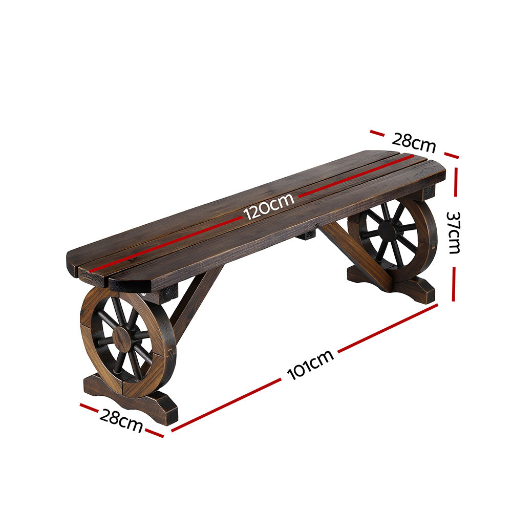 Gardeon Wagon Wheels Garden Bench – Rustic Charm Meets Lasting Strength