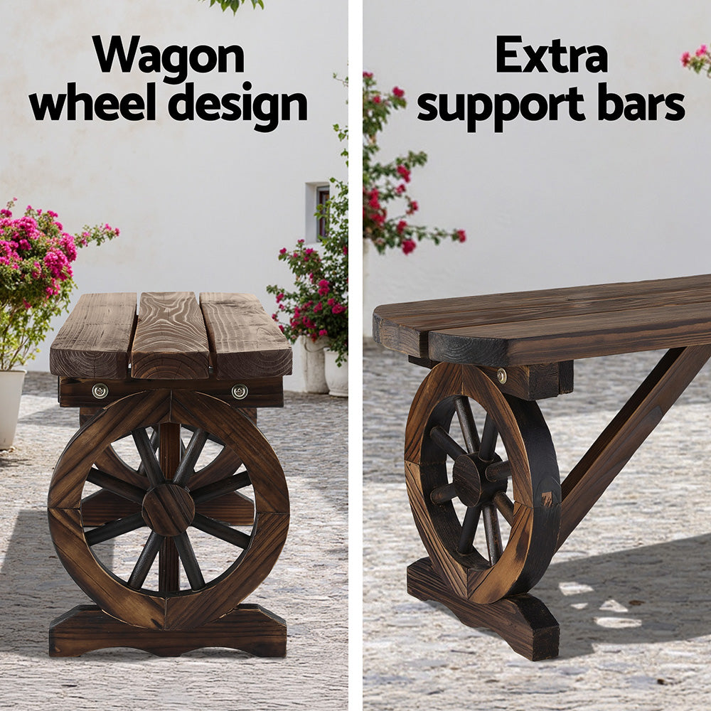 Gardeon Wagon Wheels Garden Bench – Rustic Charm Meets Lasting Strength