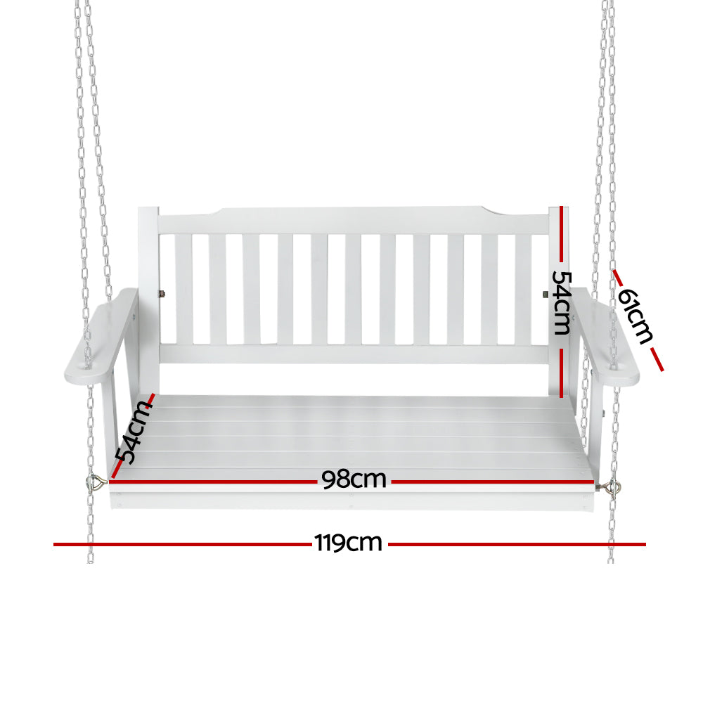 Gardeon Porch Swing Chair with Chain Garden Chair Outdoor Furniture Wooden White