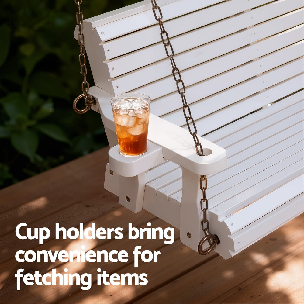 Gardeon Porch Swing Chair – Relax in Rustic Comfort with Cup Holder