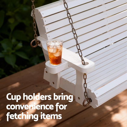 Gardeon Porch Outdoor Swing Chair With Cup Holder Wooden Furniture 2 Seater