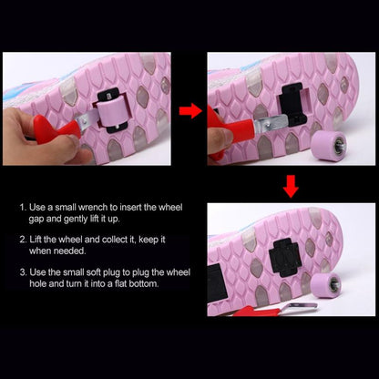 Rechargeable Double Wheel Roller Skating Shoes - Pink Size 34-1915196535856041987
