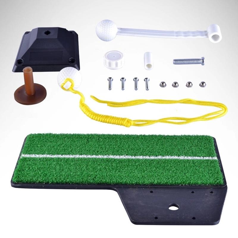 Portable Golf Putting Mat With Push Rod Trainer - 48X23Cm - Black-1915196774608408581