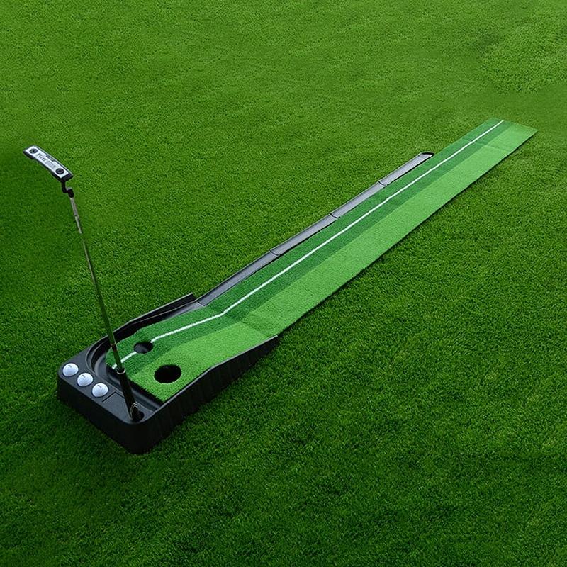 2.5M Golf Mini Putting Mat With Push Rod Trainer - Fairway Green-1915196542621454338