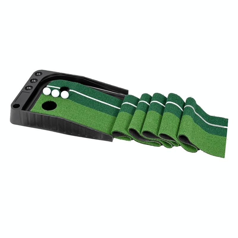 2.5M Golf Mini Putting Mat With Push Rod Trainer - Fairway Green-1915196542621454341