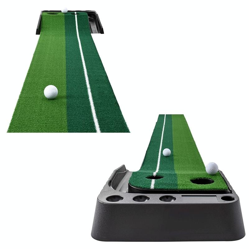 2.5M Golf Mini Putting Mat With Push Rod Trainer - Fairway Green-1915196542621454342