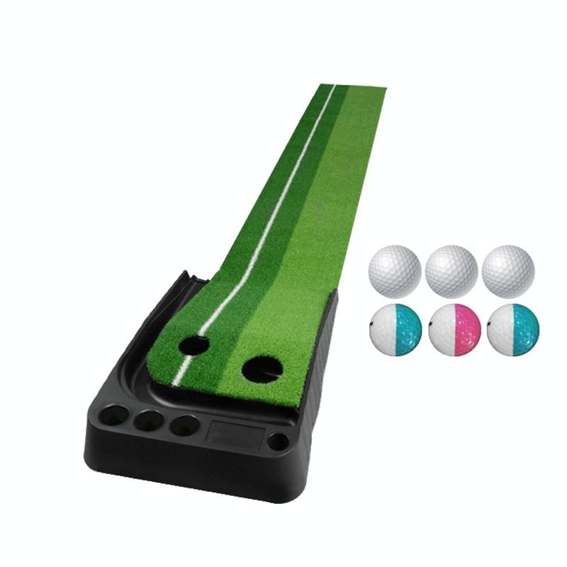 2.5M Golf Putting Mat With Push Rod Trainer & 6 Balls - No Auto Return-1915196543070244864