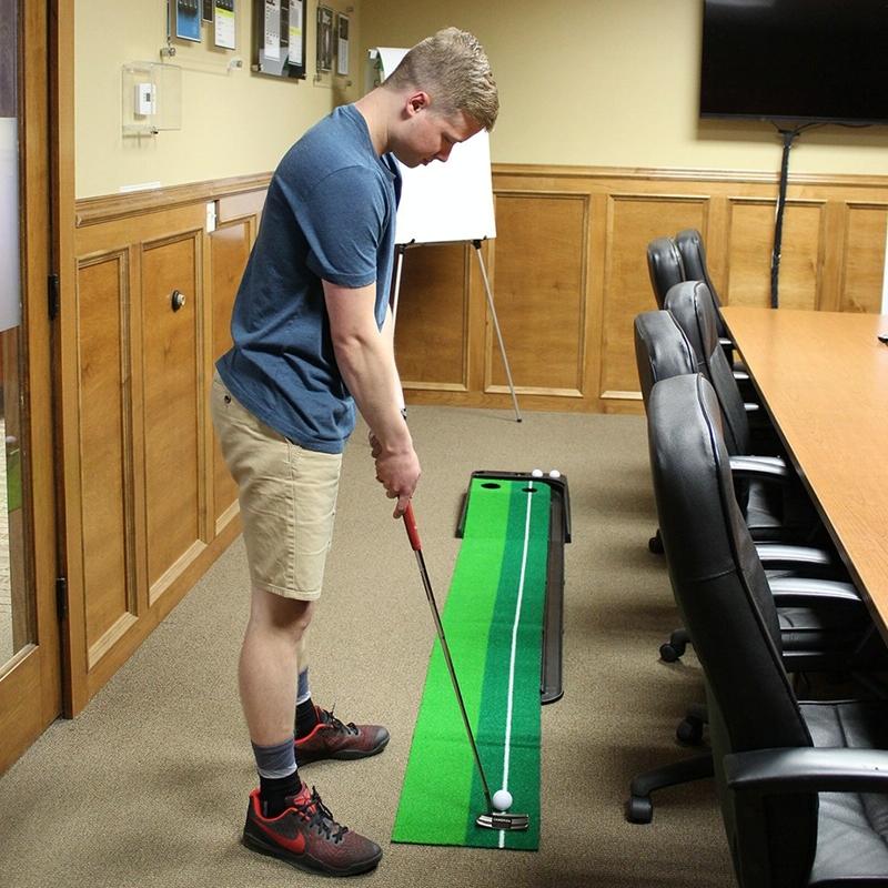 2.5M Golf Putting Mat With Push Rod Trainer & 6 Balls - No Auto Return-1915196543070244867