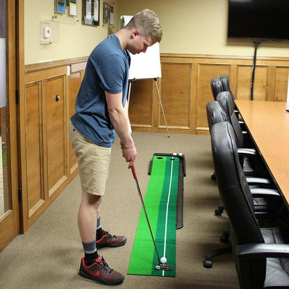 2.5M Golf Putting Mat With Push Rod Trainer & 6 Balls - No Auto Return-1915196543070244867