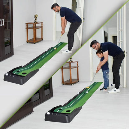 2.5M Golf Putting Mat With Push Rod Trainer & 6 Balls - No Auto Return-1915196543070244868