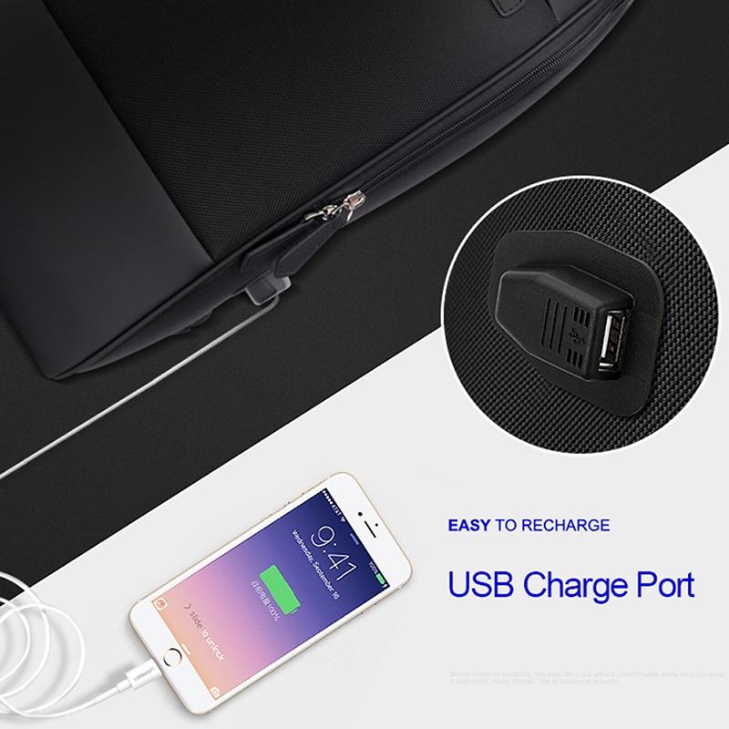 Waterproof Anti-Theft Usb Shoulder Bag - Large Capacity - Black-1915196741372743682