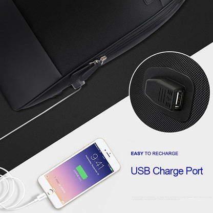 Waterproof Anti-Theft Usb Shoulder Bag - Large Capacity - Black-1915196741372743682