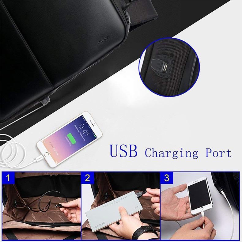 Business Waterproof Anti-Theft Double Shoulder Bag With Usb Port - 27X16.5X40Cm Black-1915196787308761091