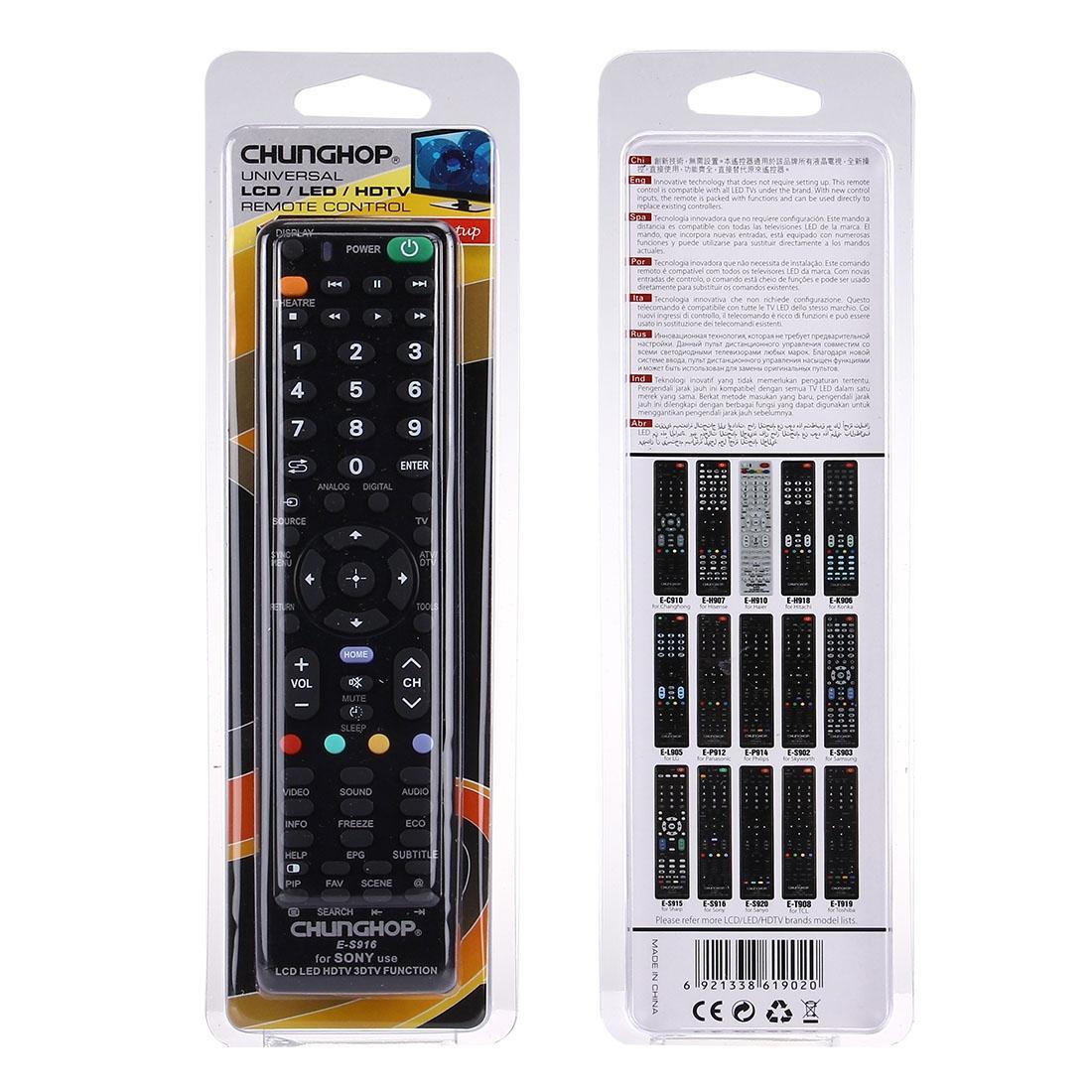 Universal Remote For Sony Led / Lcd / 3Dtv - Chunghop E S916-1969996411718209543