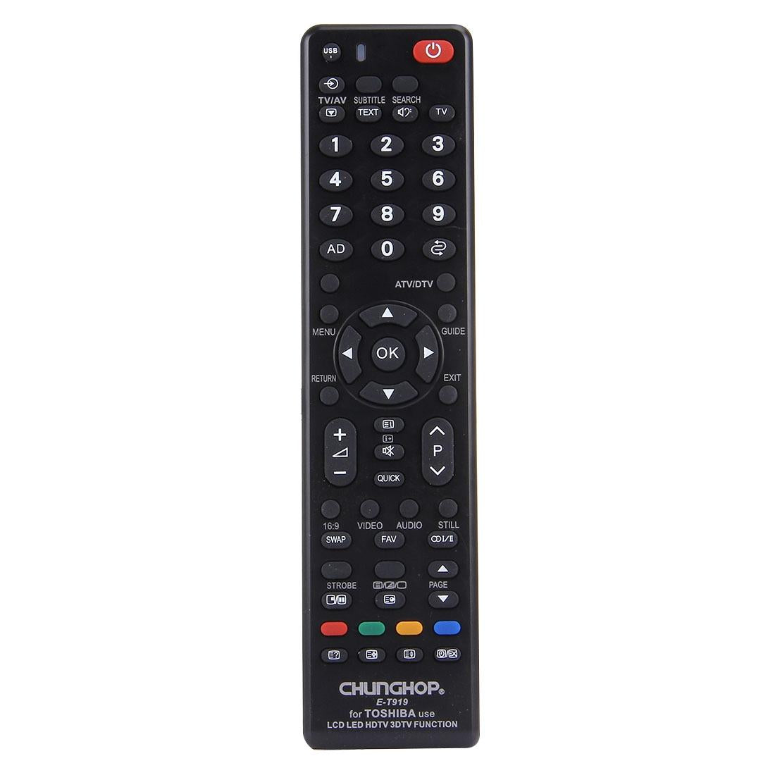 Universal Remote For Toshiba Led / Lcd / 3Dtv - Chunghop T919-1915198286512394241