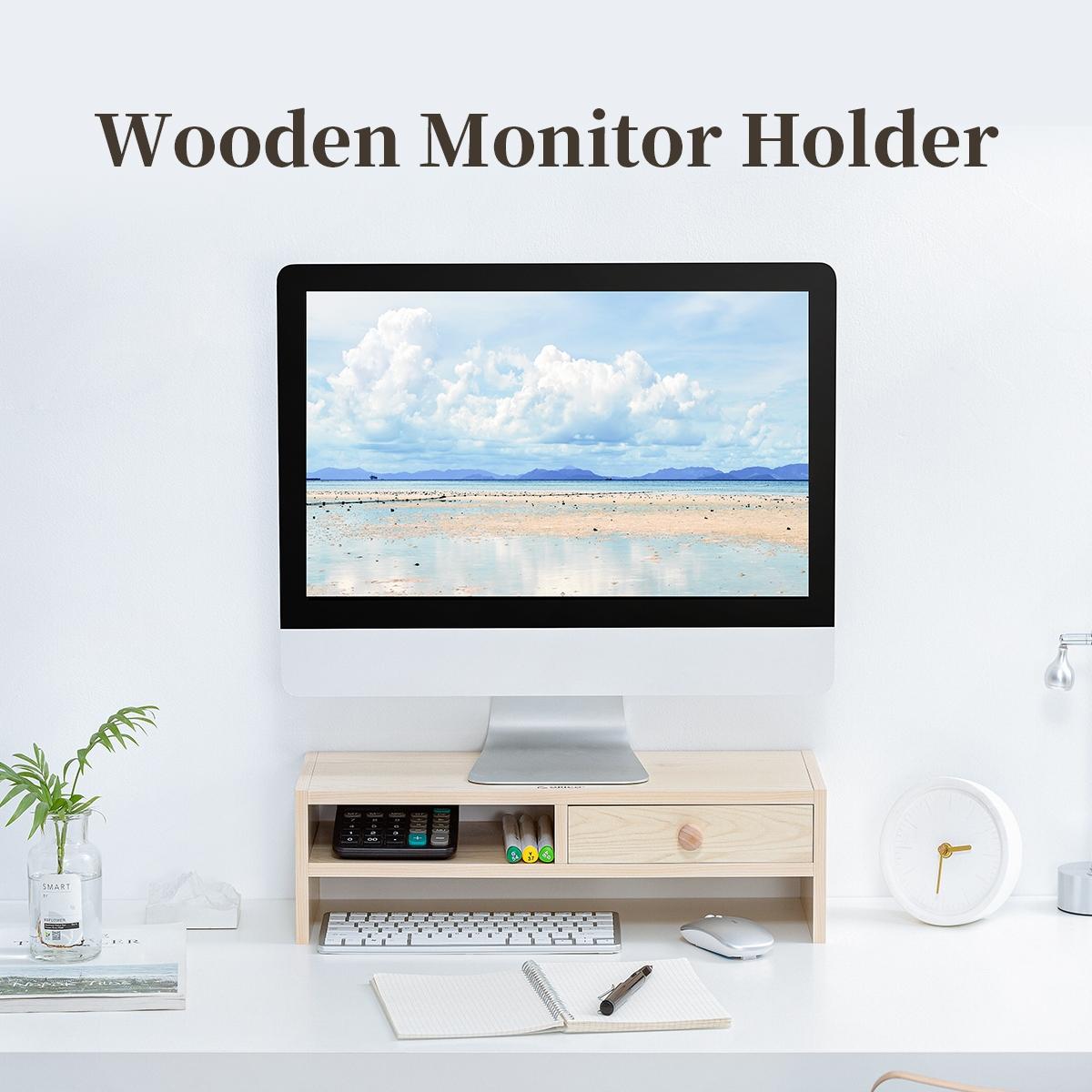 Natural Wood Monitor Stand - Compact Design-1964932335593984005