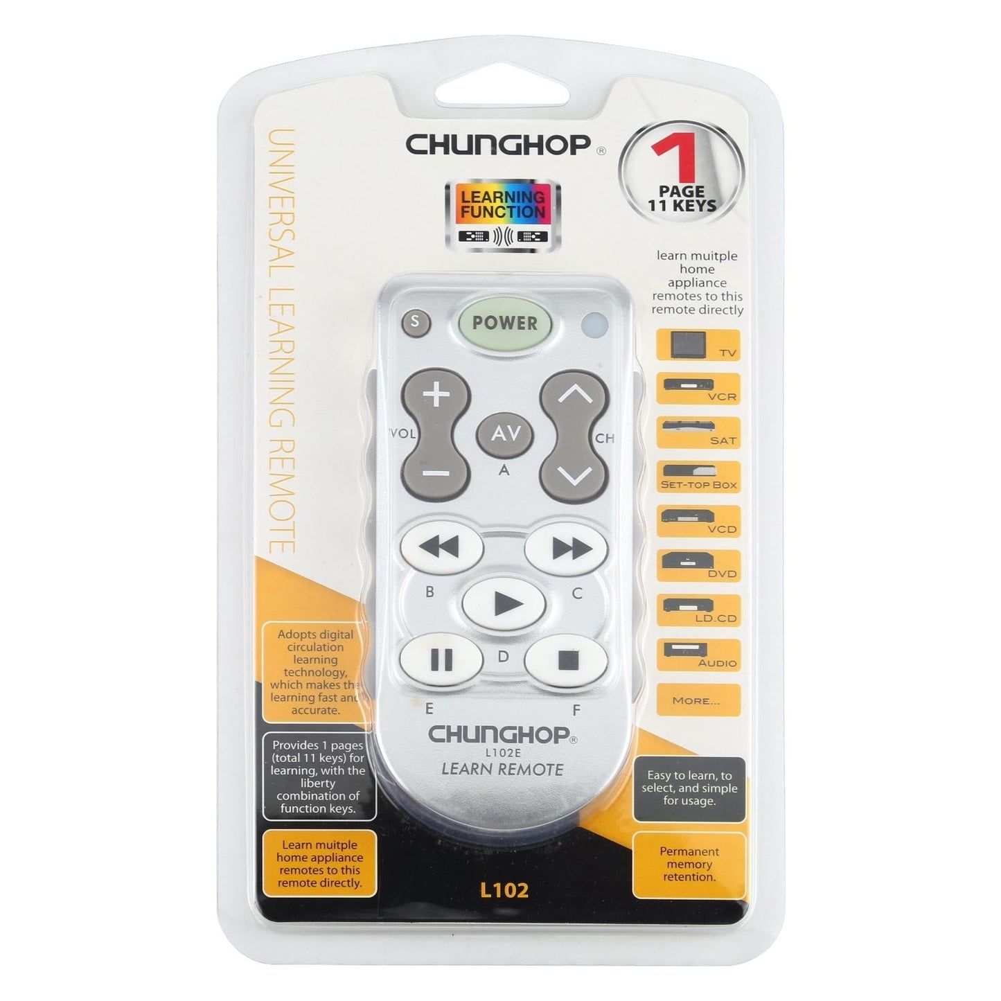 Universal Learning Remote Control - Chunghop L102-1915198018022412292