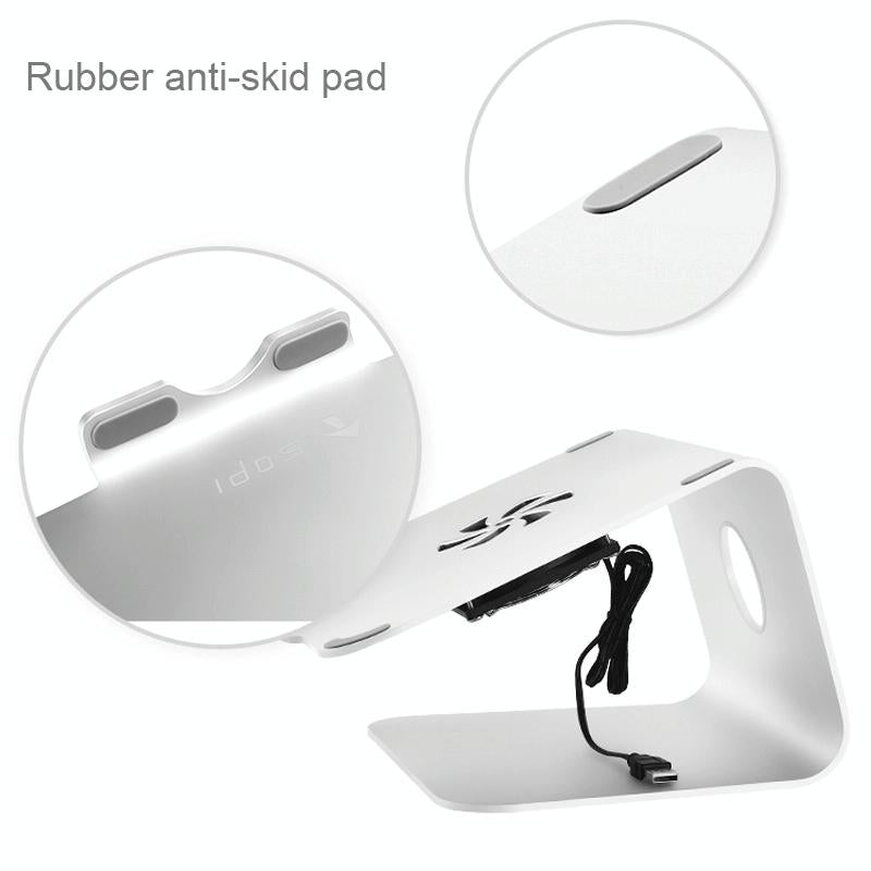 Classic Aluminum Cooling Stand With Fan For Mac Ipad And Laptops - Silver-1915196597768163331