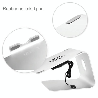 Classic Aluminum Cooling Stand With Fan For Mac Ipad And Laptops - Silver-1915196597768163331