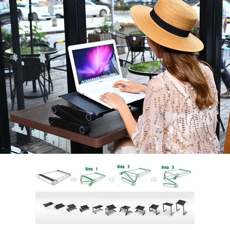 Adjustable Foldable Laptop Stand - 360 Degree Portable Aluminum Desk Holder-1964932169415659525