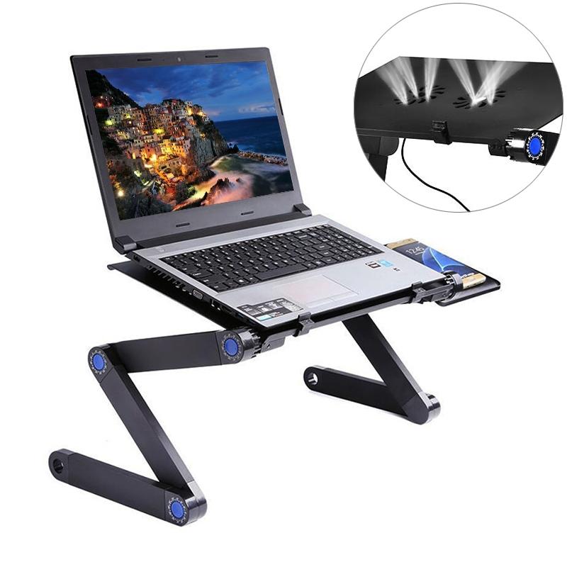 Adjustable Laptop Stand With Fans & Mouse Pad - Portable & Foldable-1964932171093381120