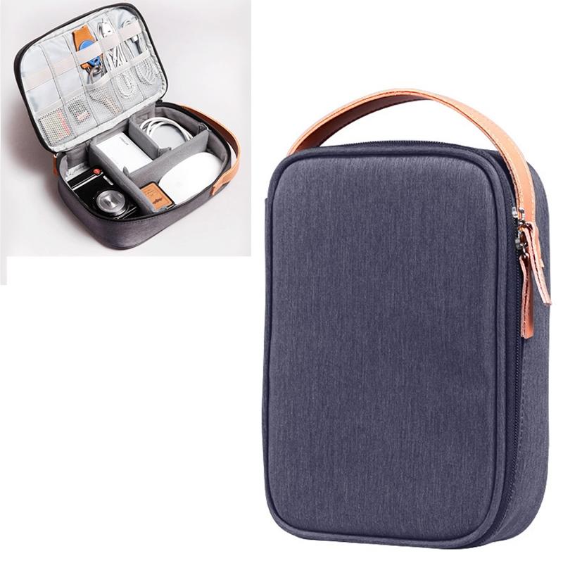 Portable Multi-Function Headphone Charger Data Cable Storage Bag - Ultra Fiber Power Pack - Blue L-1915196571146915848