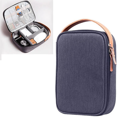 Portable Multi-Function Headphone Charger Data Cable Storage Bag - Ultra Fiber Power Pack - Blue L-1915196571146915848