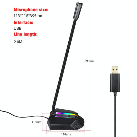 Flexible Usb Microphone With Rgb Lighting For Voice Chat And Video Conferencing-1915197799817940993