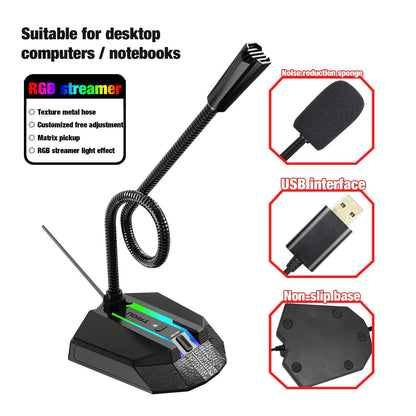 Flexible Usb Microphone With Rgb Lighting For Voice Chat And Video Conferencing-1915197799817940995