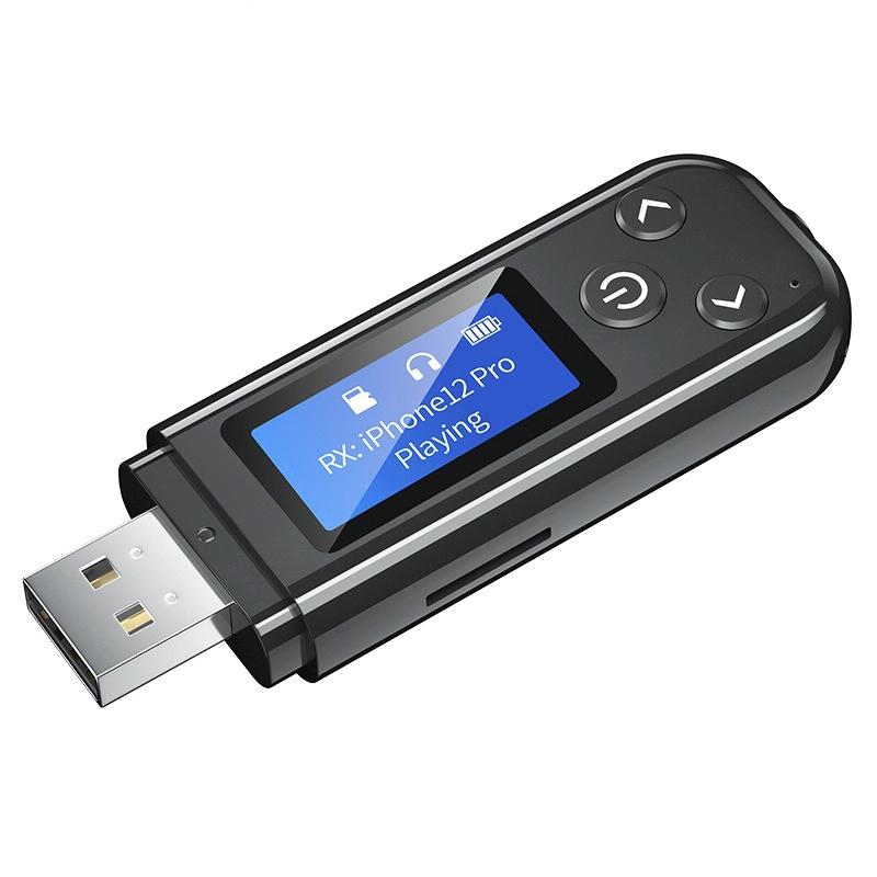 2-In-1 Usb Car Bluetooth 5.0 Audio Adapter With Lcd Screen-1969996439115403264