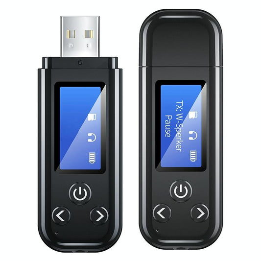 2-In-1 Usb Car Bluetooth 5.0 Audio Adapter With Lcd Screen-1969996439115403265