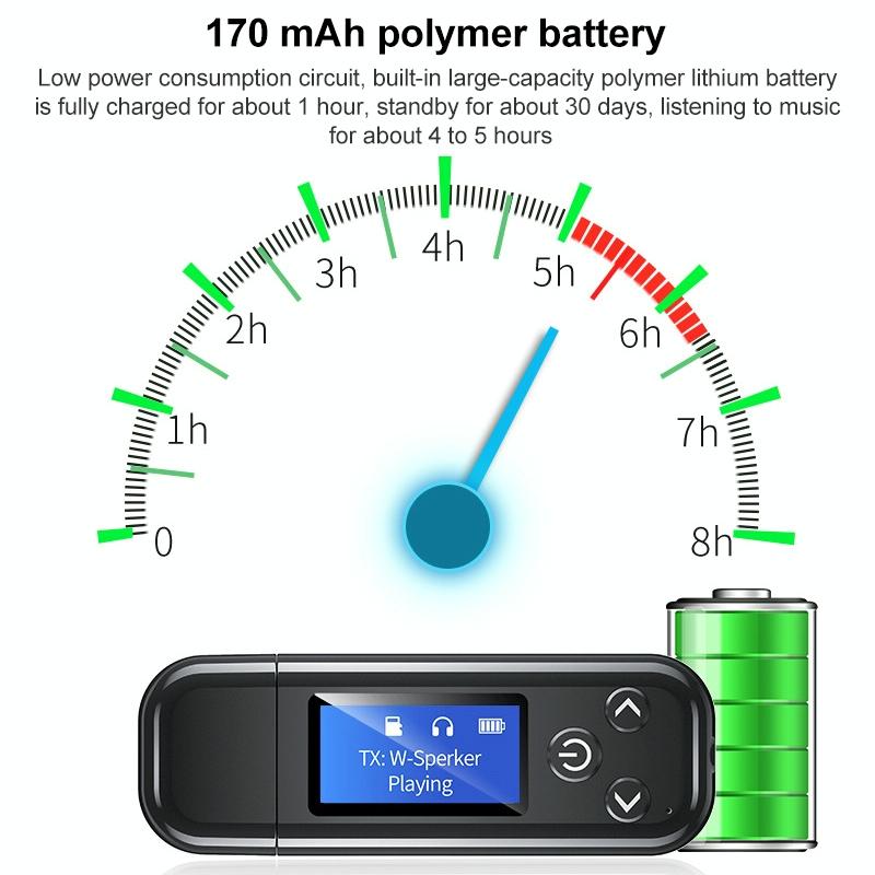 2-In-1 Usb Car Bluetooth 5.0 Audio Adapter With Lcd Screen-1969996439115403266