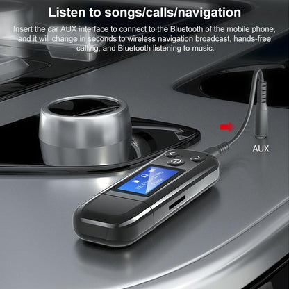 2-In-1 Usb Car Bluetooth 5.0 Audio Adapter With Lcd Screen-1969996439115403268